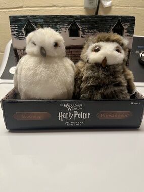 Harry Potter Hedwig & Pigwidgeon Plush Duo - White & Brown Owls